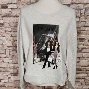 DKNY Light Gray Graphic Crew Neck Sweatshirt Brand New